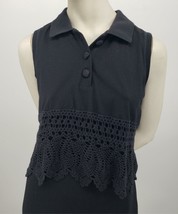 Carole Little Petite Black Midi Dress Women&#39;s Size PS  Stretchy Macramé Top - £10.22 GBP