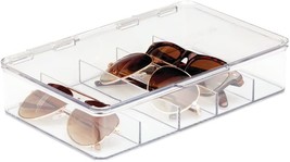 mDesign Plastic Stackable Eyeglass Case Storage Organizer with Hinged Lid for - £25.57 GBP