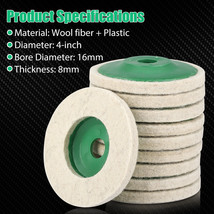 10Pcs 4&quot; Wool Polishing Discs Finishing Wheel Buffing Pads For 100 Angle Grinder - £15.66 GBP