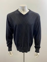 John Devin Men&#39;s V Neck Sweater Size XL Blue Diamond Patterned Long Pull... - $10.88