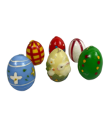 Egg Shaped Candles Set Lot 6 Colorful Floral Raised Bunny Rabbits Unscen... - $25.96