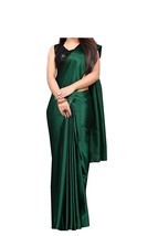 Women&#39;s chanderi silk Saree with Blouse Piece green Color Vintage amazing saree - £34.34 GBP