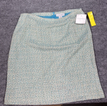 VTG Sag Harbor Skirt Womens 16 Lined Green Blue Tweed Pencil Style S83409 - £17.78 GBP