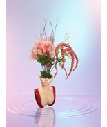 Gorgeous Lady In Red Female Head Decorative Vase Sculpture Ceramic Art (... - $46.63 CAD