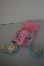 Bright Starts Elephant pink kids II Cuddly Pal Carrier Stroller Rattle Toy - $10.69