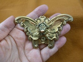 b-fair-4-3) Girl Lady fairy butterfly butterfly scrolled wings brass pin pendant - £18.71 GBP