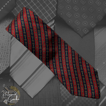 All Silk Red and Blue Diagonal Stripes with Gold Buckles Pointed Necktie... - £15.68 GBP
