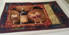 wine bottle glass alcohol dinner mug rug placemat quilted handmade - $11.30