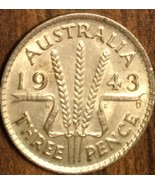 1943 AUSTRALIA SILVER THREEPENCE COIN - $2.94