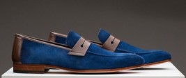 New Men&#39;s Slip On handmade Leather Formal Shoes Penny Loafer Black Business - $143.99