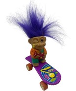 Vintage 90s Troll Skateboard Pull Back Toy Purple Hair Radical Skate Pun... - £11.00 GBP