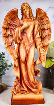 Ebros Country Guardian Prayer Angel Standing W/ Hand On Heart Woodlike S... - £29.46 GBP