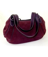 Purple Suede Purse from Ann Taylor, Loft, Zippered Top with 2 Carry Handles - $39.15