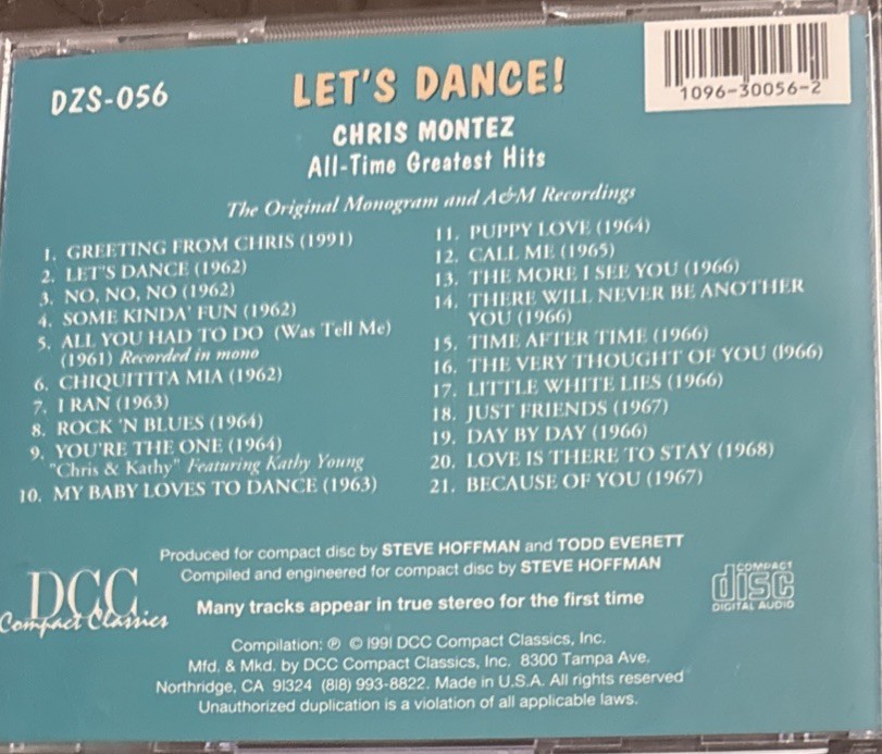 Chris Montez Let's Dance All Time Greatest Hits CD- VG+ Condition- 21 Songs RARE Item image 2