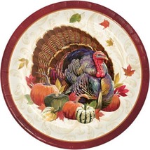 Thanksgiving Turkey 8 Ct 9&quot; Paper Luncheon Plates - £3.15 GBP