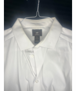 H&amp;M White Slim Fit Dress Shirt Mens 2XL cotton Blend Long Sleeve - $295.59 MXN