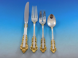 Medici Golden Accent by Gorham Sterling Silver Flatware Set 12 Service 50 Pieces - £2,942.08 GBP