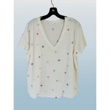 Cotton V-Neck Tee T-Shirt Embroidered Horseshoe Size Large - $9.89