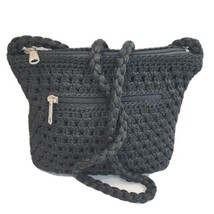 Lina Women’s Woven Shoulder Bag Black Medium Zippered Casual Classic Boho   - £11.66 GBP