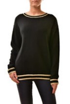 FOR LOVE &amp; LEMONS Knitz Womens Sweater Contrast Trims Black Size S KHO17... - $48.01