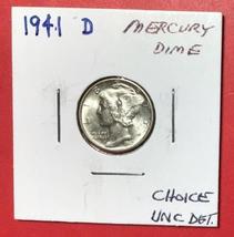1941D US Mercury SILVER Dime! &quot;FSB&quot; Choice Uncirc Details! &quot;Denver Mint&quot;   - £23.97 GBP