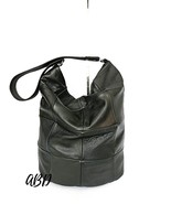 Patchwork Leather Hobo Bag: Handmade Black Shoulder Tote - €171,88 EUR
