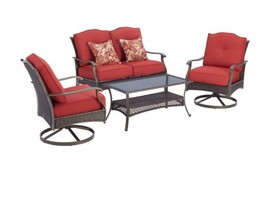 Outdoor Garden Patio Conversation Set 4 Pieces Chairs Coffee Table Sofa Cushions - £641.36 GBP