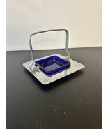 Krome Kraft Farber Bros Handled Relish Dish with Blue Glass Insert. 5.5”... - $25.00 CAD