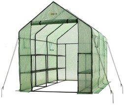 2 Tiers 12 Shelves Mini Walk In Portable Outdoor Greenhouse Plant House ... - $307.32