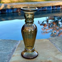 Smokey Amber Brown Glass Candle Holder Decorative Vase 12 Inch Tall NICE! - £9.07 GBP