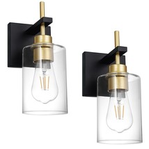 Dsmjfu Black And Gold Wall Sconces Set Of Two, Bathroom Sconce Wall Lighting Set - £59.01 GBP
