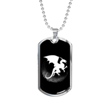 Dragon Black And White Necklace Stainless Steel or 18k Gold Dog Tag 24" Chain - £37.84 GBP+