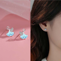 Moonstone Ginkgo Leaf Earrings CZ Leaf Earrings Dainty Floral Stud Earrings - £9.50 GBP
