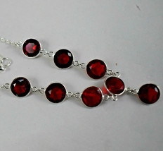 925 Sterlingsilber Rot Onyx Blende Lange Halskette Damen Geschenk BNS-0035 - £38.01 GBP
