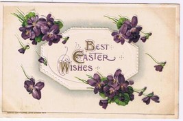 Easter Postcard Embossed Best Easter Wishes Violets Germany - £1.69 GBP