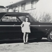 Old Original Photo BW Classic Car Young Girl Vintage Photograph - £7.89 GBP