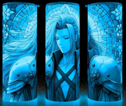 Glow in the Dark Final Fantasy 7 Sephiroth Stained Glass  Cup Mug Tumbler 20oz - £18.06 GBP