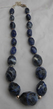 Vintage Sodalite Sterling Necklace Beads .925 Denim Blue 20&quot; FAUCET- Show Ori... - £117.44 GBP