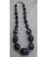 VINTAGE SODALITE STERLING NECKLACE BEADS .925 DENIM BLUE 20&quot; FAUCET-
sho... - £119.06 GBP