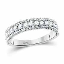 14kt White Gold Womens Round Diamond Rope Band Ring 1/2 Cttw - £631.33 GBP