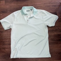 Cubavera Men&#39;s Polo Shirt Size Large Teal Golf Wood Grain Buttons Ribbed... - $11.66