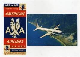 American Airlines DC-7 Flagship Postcard + Baggage Sticker &amp; Air Mail Stickers - £14.03 GBP