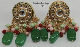 Indian Kundan Earrings Tops Bridal Beads Meena Gift Punjabi Muslim Jewelry Set5 - $20.54