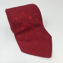 City of London Red Floral Silk Tie Flowers Necktie Bright - $27.71