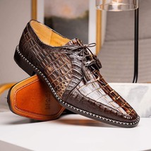 Caribe Rustic Genuine Caiman Crocodile Dress Shoes Derby Orix / Brown image 10