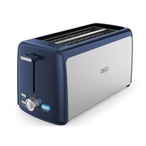 BELLA 4 Slice Long Slot Toaster, Stainless Steel and Blue - £52.74 GBP