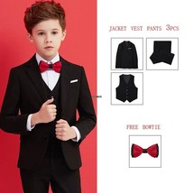 Boys Black 007 Wedding Suit Kids Formal Blazer Clothing Set Gentleman Children D - £74.92 GBP