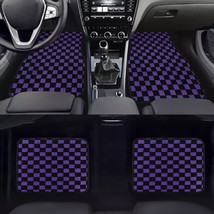 4PCS UNIVERSAL CHECKERED PURPLE Racing Fabric Car Floor Mats Interior Ca... - £43.06 GBP