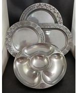 Wilton Armetale Pewter &quot;Reggae&quot; 4-Piece Serving Party Lot, Gently Used OBO - $80.00