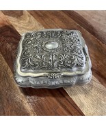 Vintage Silver Toned Trinket Jewelry Box With Red Velvet Lining - $846.50 MXN